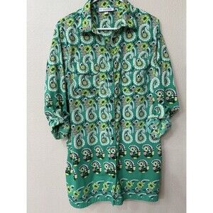 Coolibar Women's Shirt Size L Green UPF 50+ Top Paisley